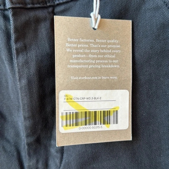 NWT Everlane Bottom Organic Cotton Crop Wide-leg Black size 2 - Picture 9 of 16